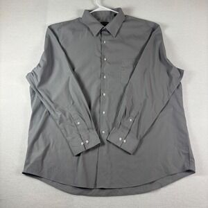 Van Heusen Mens 2XL Regular Fit Wrinkle Free Dress Shirt Gray Long Sleeve 18.5